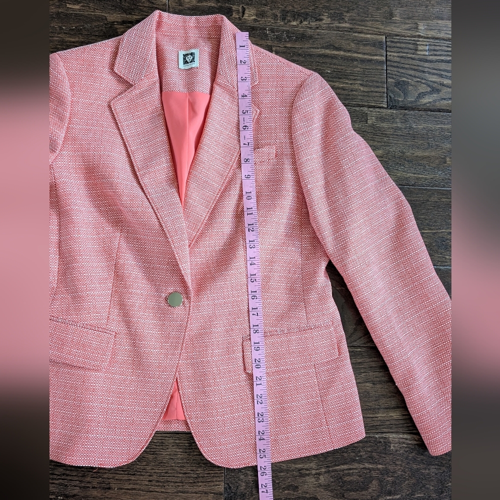 Anne Klein Blazer Jacket Coral and White Textured - Picture 6 of 7
